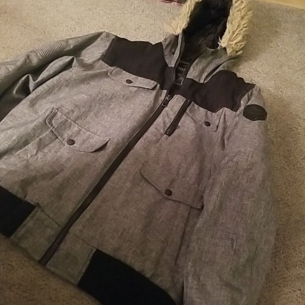 Ecko Unlimited Gray and Black Bomber Jacket